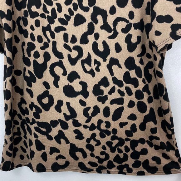 New Fashion Nova Leopard Print Soft Knit Oversized Tee Brown Black Size Small - Picture 9 of 16